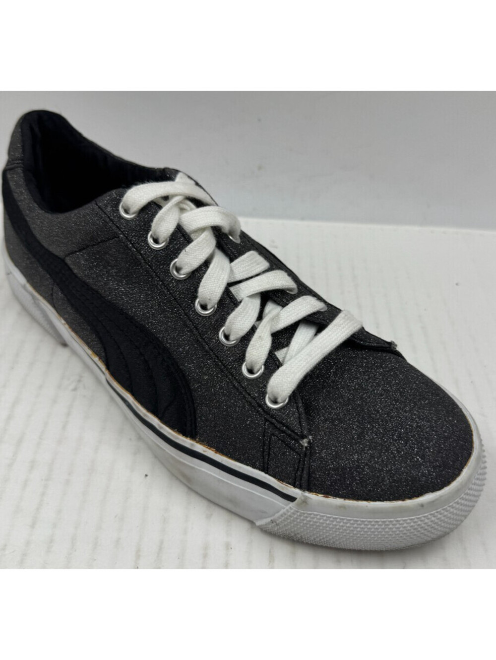 Puma Vikky Glitz Women's Sneakers Size 8.5 Black   Lace Up Platform Shoes
